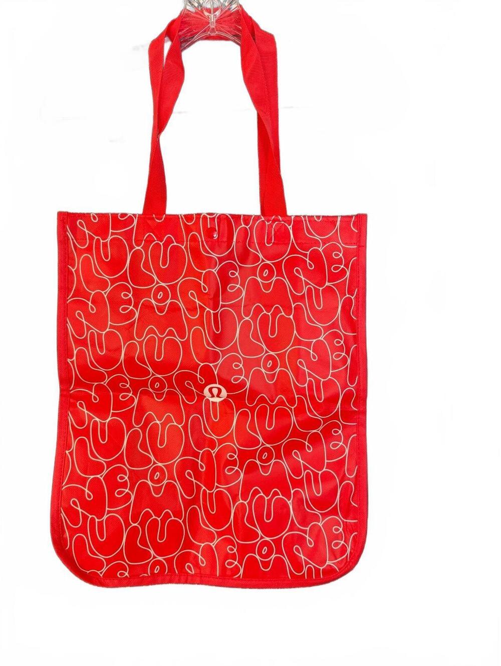 Lululemon large red bubble letter tote bag